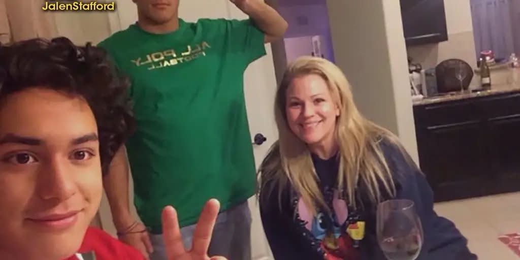 McCann Jr. with mom and a friend at home