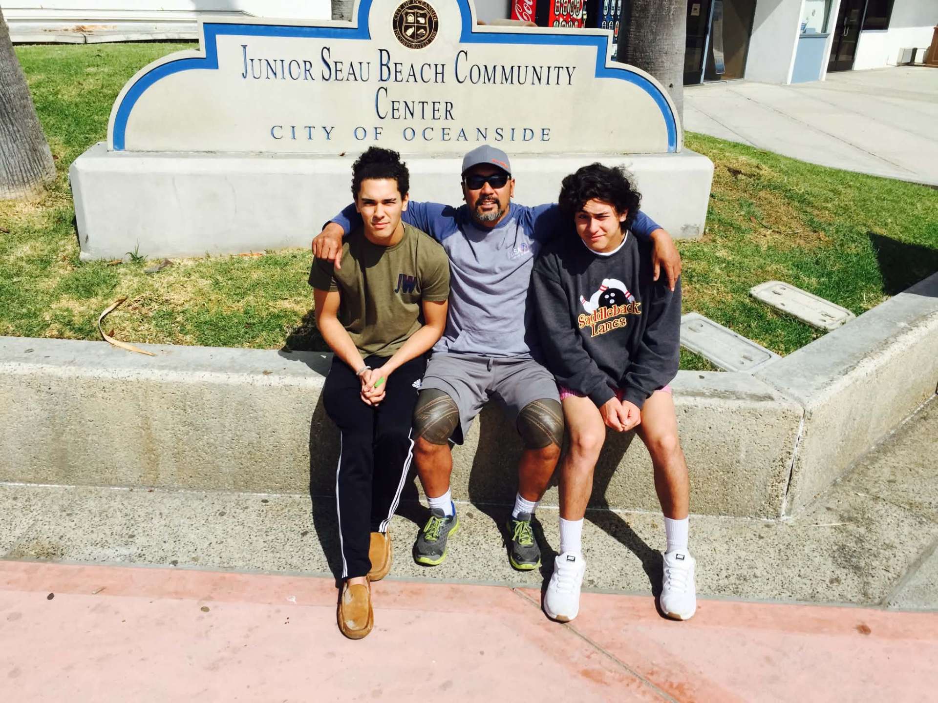 Dad with McCann Jr. and Josiah at the Junior Seau Beach Community Center