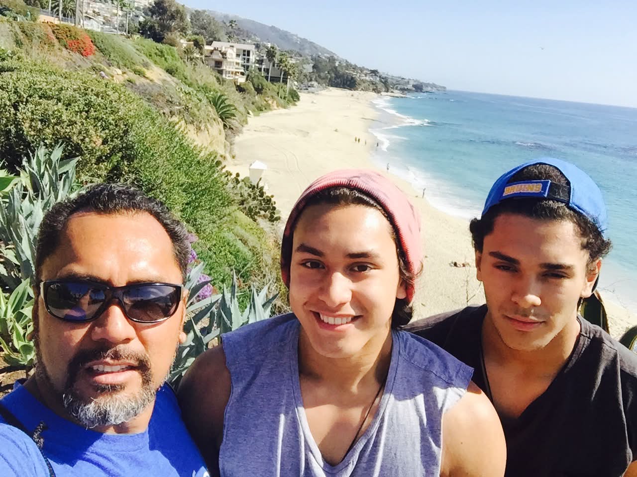 Dad with McCann Jr. and Josiah on a Laguna Beach cliff