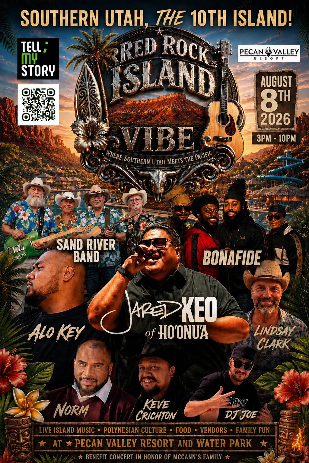Red Rock Island Vibe — August 8, 2026 event flyer.