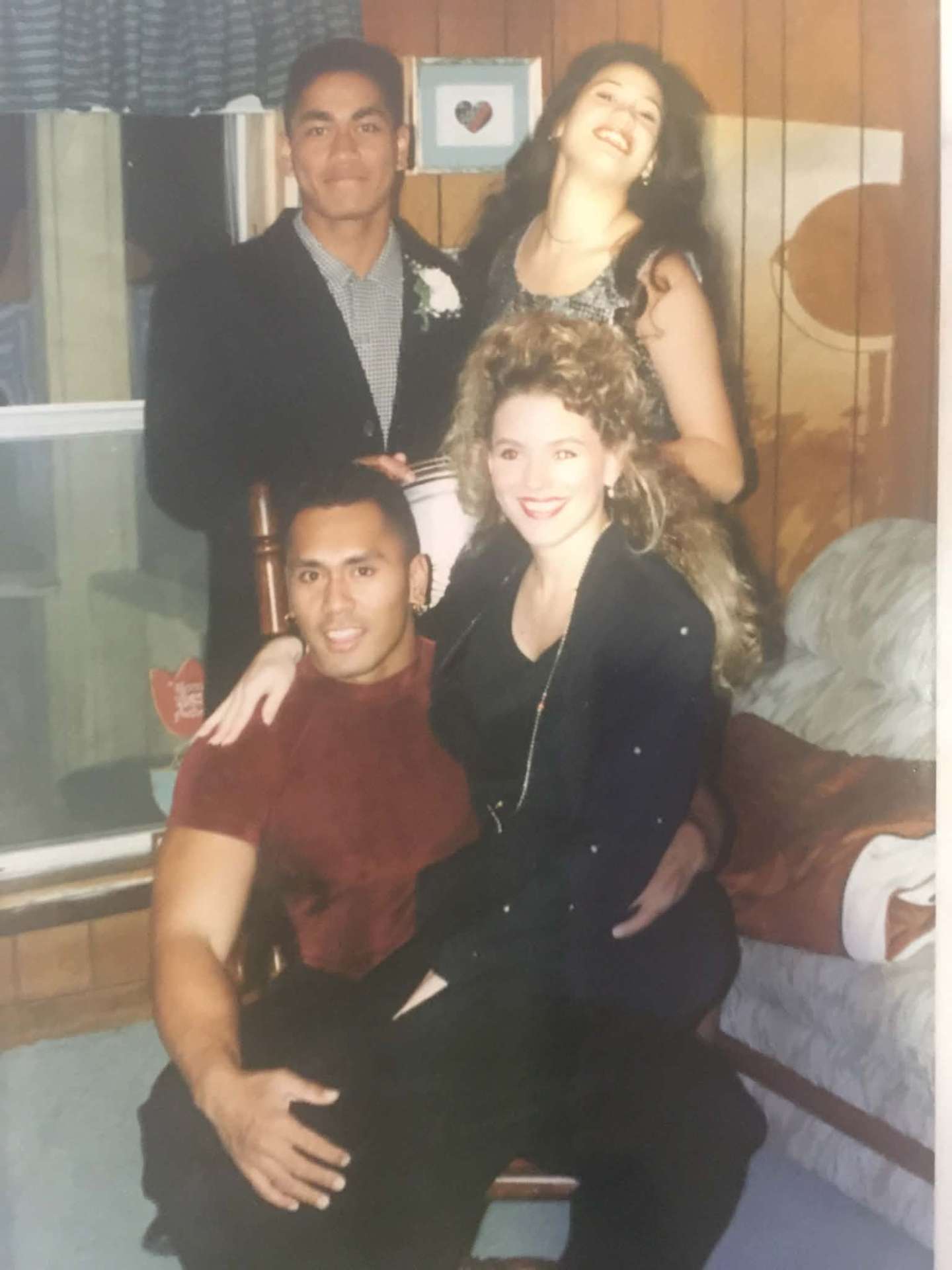 McCann and Stacy with friends dressed up for a formal evening