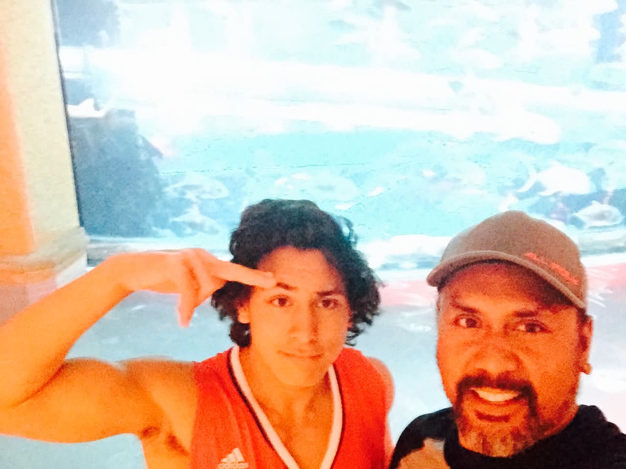 McCann Jr. and Josiah at the aquarium