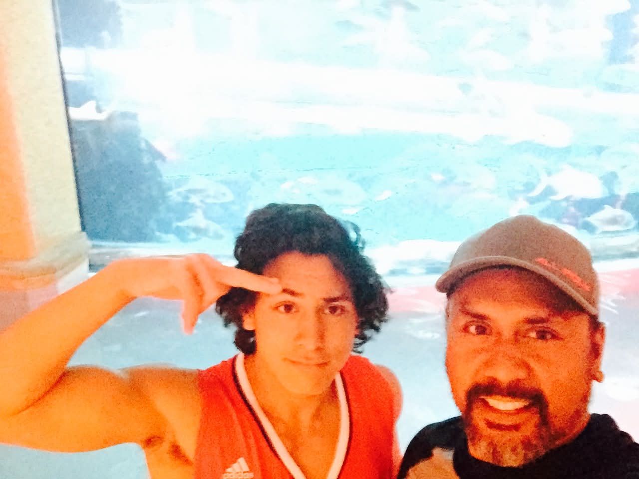 McCann Jr. and Josiah at the aquarium